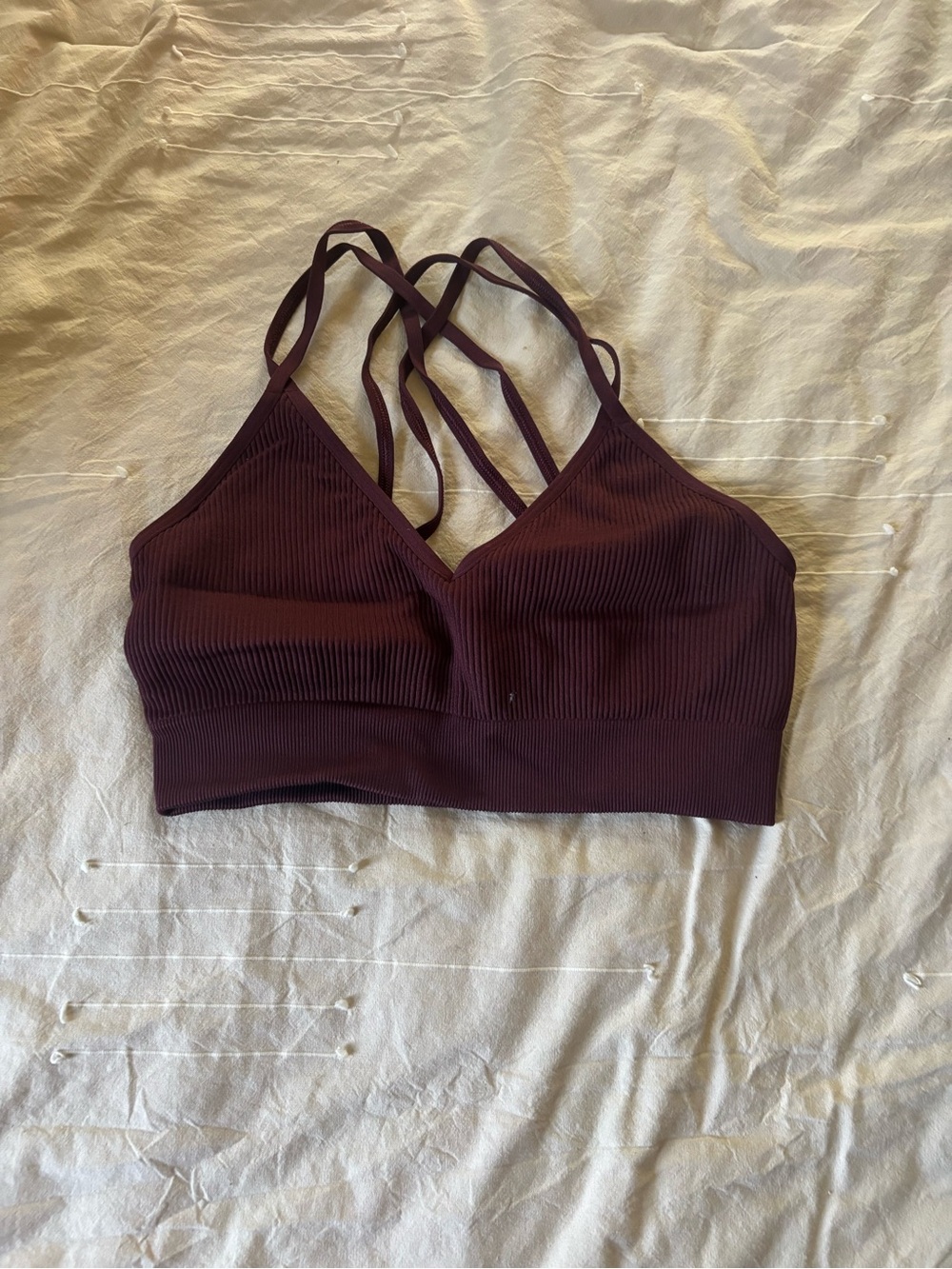 aerie Ribbed Strappy Bralette - Plum
